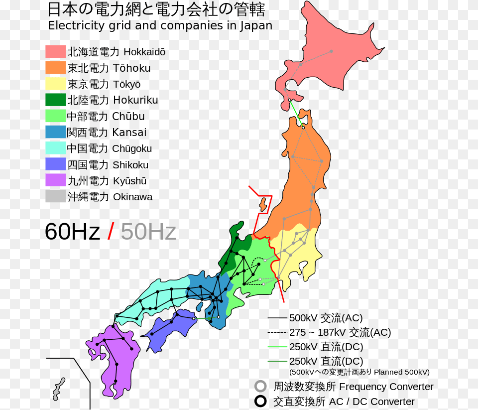 Japan 50hz Vs 60hz Japan, Chart, Plot, Map, Atlas Free Png Download