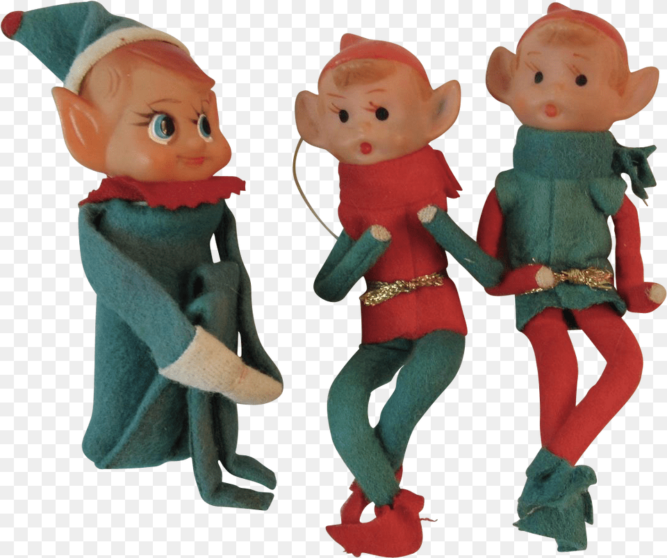 Japan Knee Hugger Poseable Elves Elf Vintage Christmas, Doll, Toy, Face, Head Free Png Download