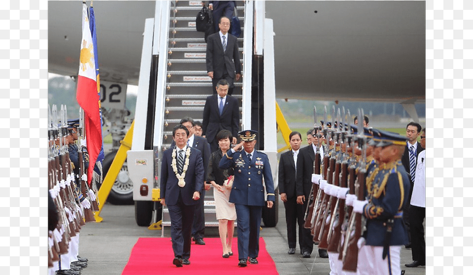Japan Pm First Foreign Leader To Visit Duterte39s Philippines, Person, Officer, Adult, Man Free Transparent Png