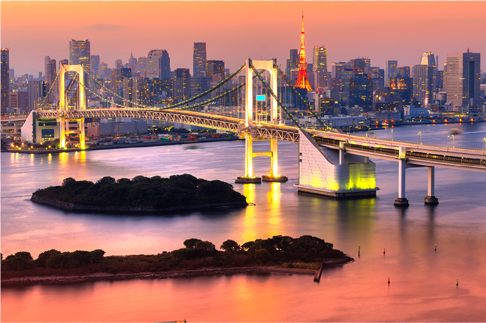Japan Rainbow Bridge Tokyo Rainbow Bridge, Architecture, Building, City, Cityscape Free Png