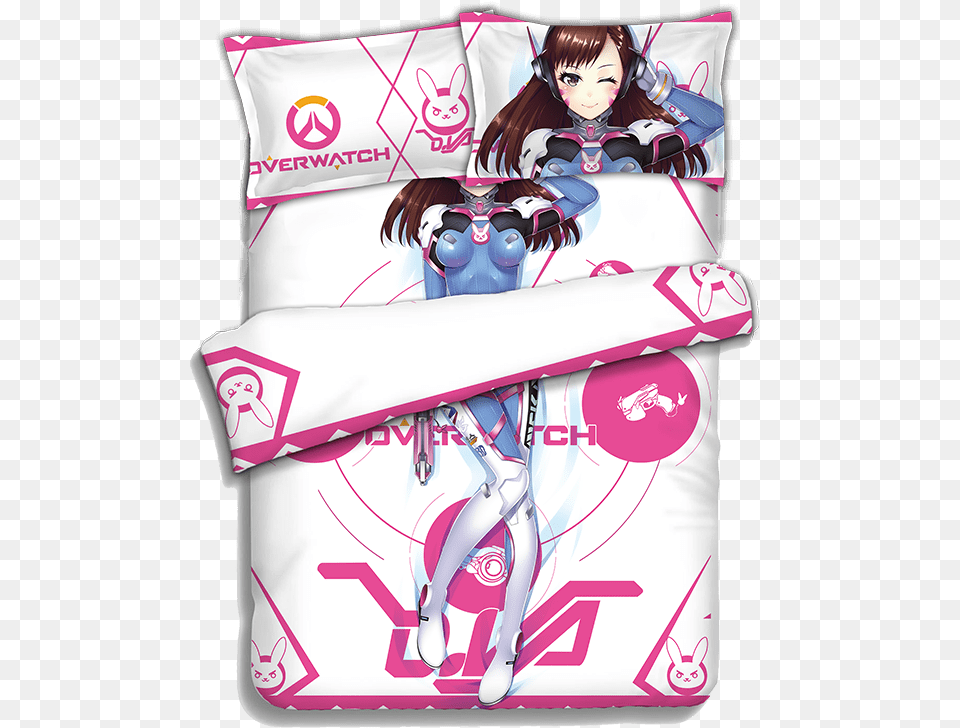 Japanese Anime Overwatch Bedding Sheet Bedding Sets Overwatch Dva Bed Sheets Twin, Cushion, Home Decor, Publication, Book Png Image