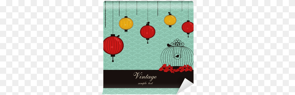 Japanese Background With Lanterns And Birdcage Wall Bird Sang By Diane Bestwick Paperback, Lamp, Balloon Free Png