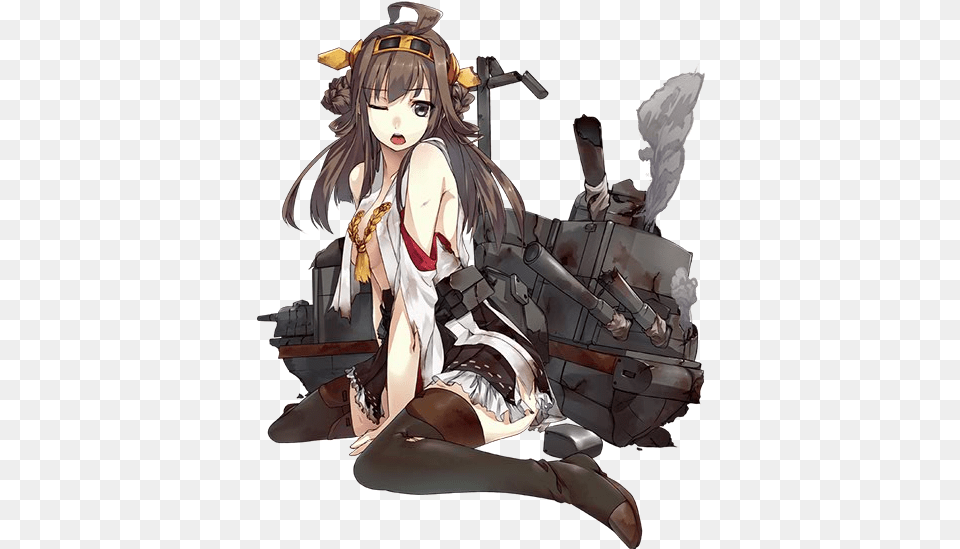 Japanese Battleship Kong Anime Figurine Kancolle Kongou Damaged, Book, Comics, Publication, Adult Free Png Download