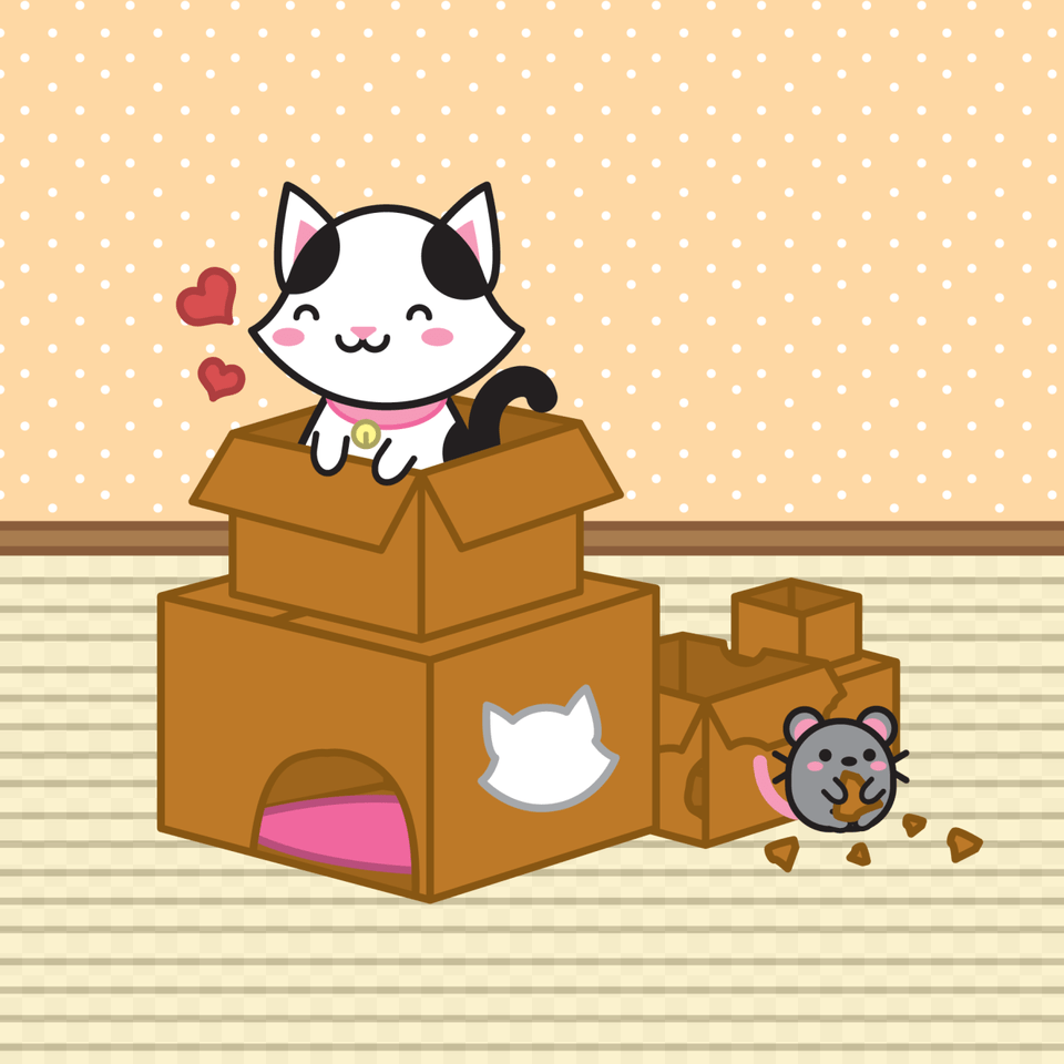 Japanese Cat Neko Atsume Pattern Cartoon, Box, Cardboard, Carton, Bulldozer Png