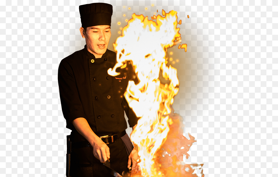 Japanese Chef Teppanyaki, Fire, Flame, Adult, Male Png