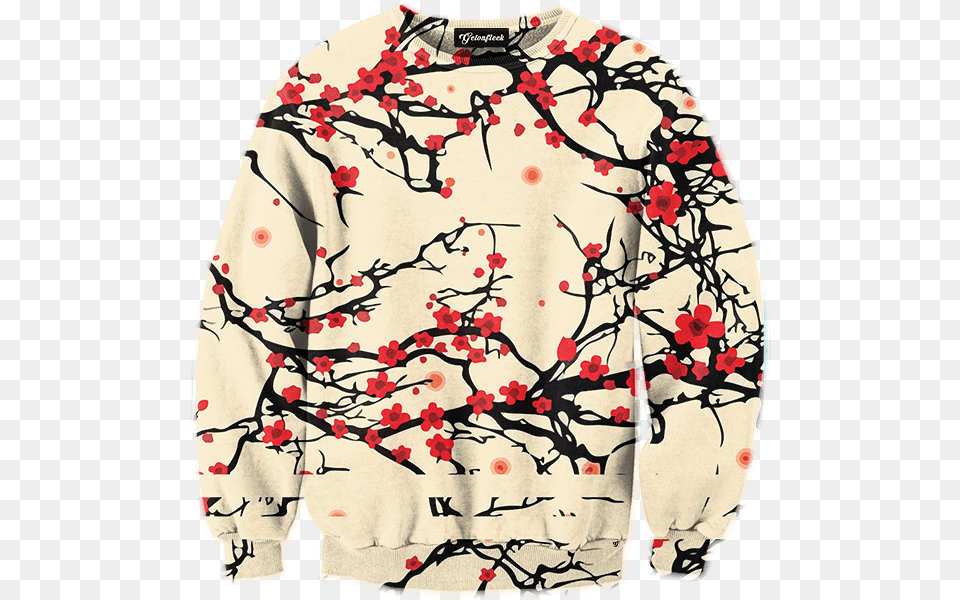 Japanese Cherry Blossom Pattern Japanese Cherry Blossom Hoodie, Sweatshirt, Clothing, Sweater, Knitwear Free Png Download