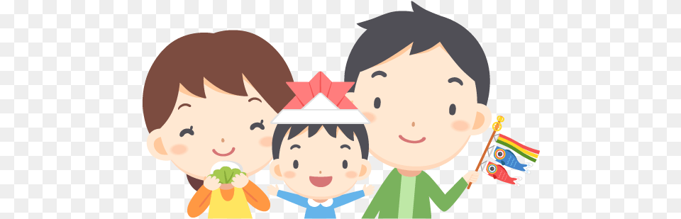 Japanese Children39s Day Family Koinobori Origami Helmet Children39s Day, Person, People, Baby, Book Free Png Download
