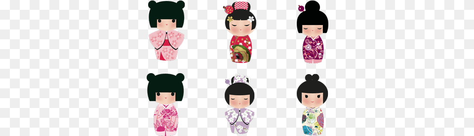 Japanese Doll Transparent Picture Cute Japanese Characters, Formal Wear, Clothing, Dress, Toy Free Png