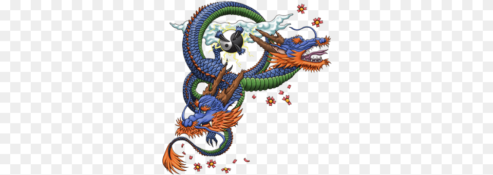 Japanese Dragon 1 Image Twin Dragon Tattoo Designs Free Png Download