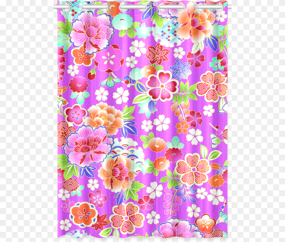 Japanese Floral Kimono Pattern New Window Curtain, Shower Curtain Png Image