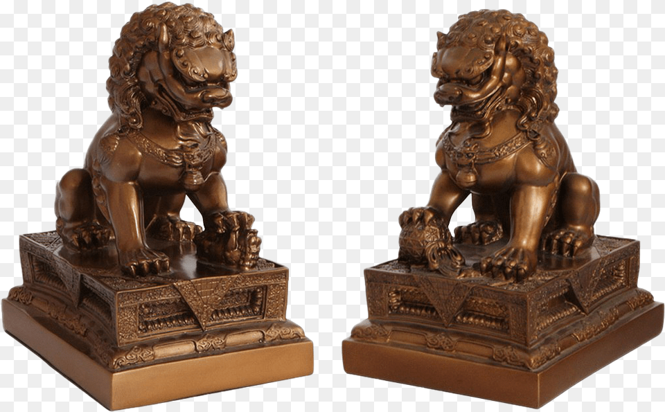 Japanese Foo Dog Chinese Guardian Lions, Bronze, Archaeology, Animal, Figurine Free Png