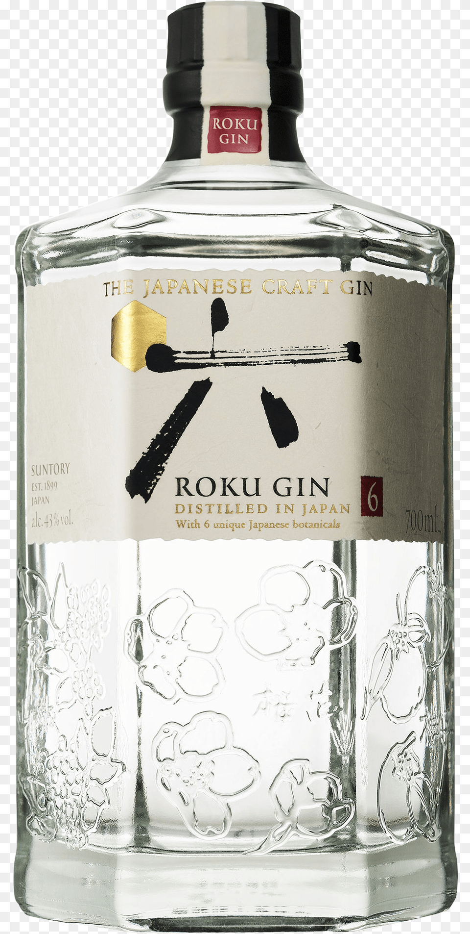 Japanese Gin 700ml Roku Gin, Alcohol, Beverage, Liquor, Bottle Free Transparent Png