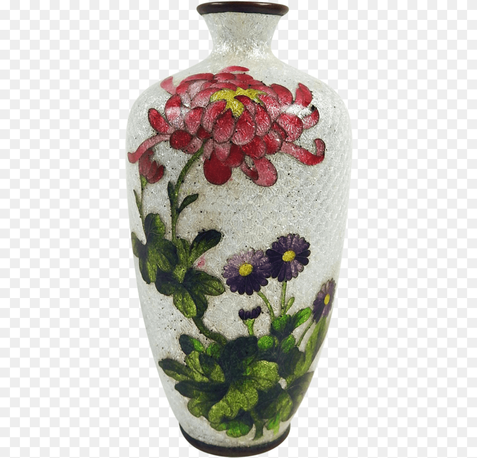 Japanese Ginbari Cloisonne Vintage Chrysanthemum Vase Japanese Chrysanthemum Vase, Jar, Pottery, Art, Porcelain Free Png Download