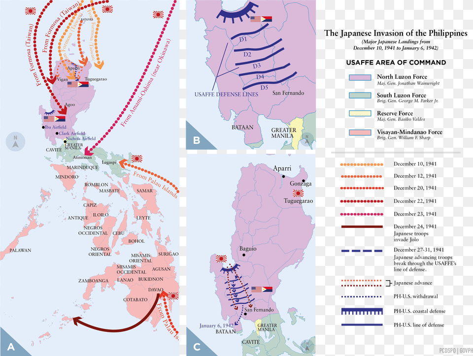 Japanese Invasion Of The Philippines Map, Chart, Plot, Atlas, Diagram Free Transparent Png