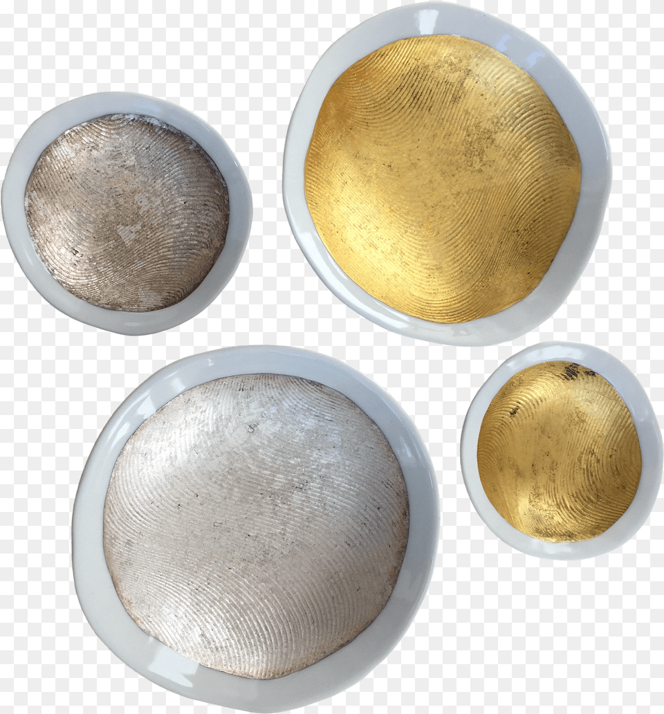 Japanese Modern Gold And Silver Leaf Ceramic Bowl Eye Shadow Png Image