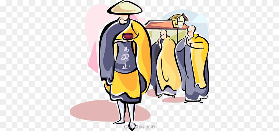Japanese Monks Royalty Vector Clip Art Illustration, Adult, Man, Male, Person Png