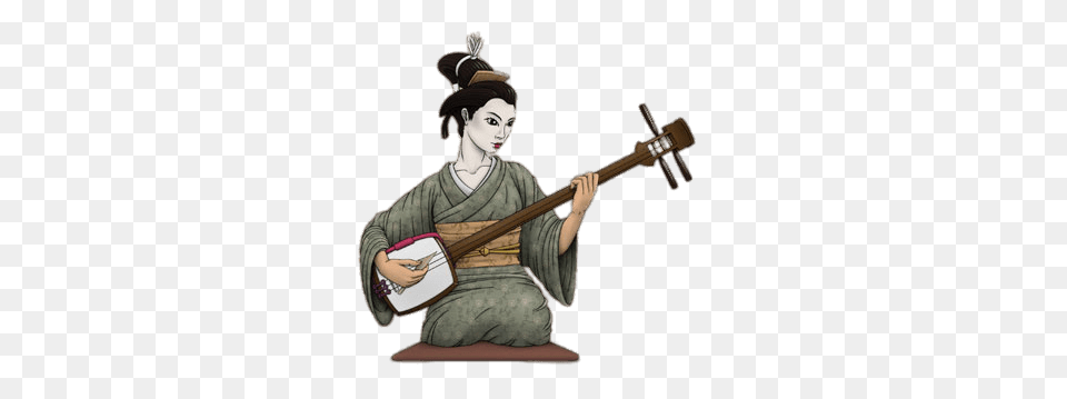 Japanese Musician Playing The Shamisen, Adult, Female, Person, Woman Free Transparent Png