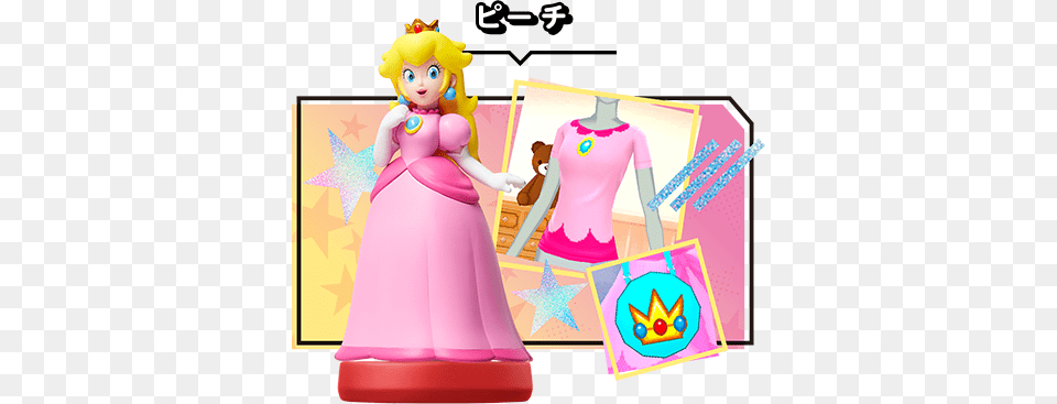 Japanese Princess Peach Amiibo Promotional Material Style Savvy Styling Star Amiibo, Person, Doll, Toy, Figurine Free Png Download
