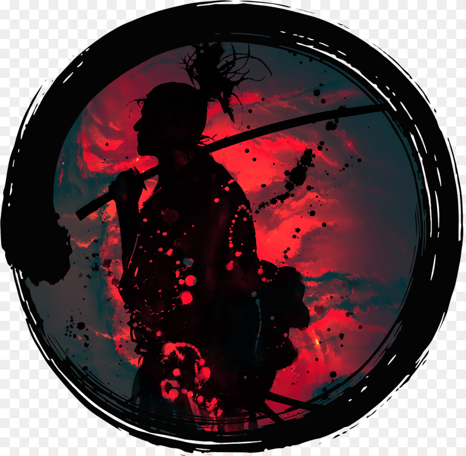 Japanese Samurai In Enso Zen Circle Samurai Japanese Ink Painting Png