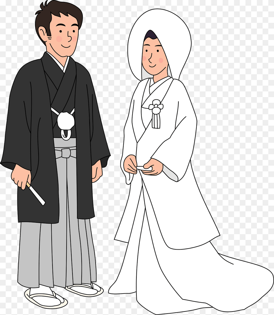 Japanese Wedding Bride Groom Clipart, Formal Wear, Clothing, Dress, Gown Free Png Download