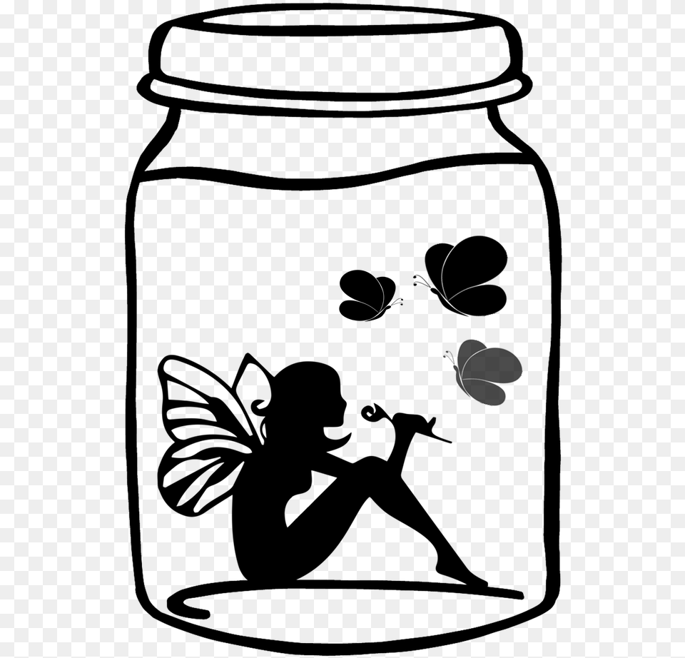 Jar Silhouette Clipart Fairy Silhouette, Gray Free Png Download