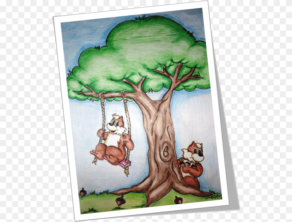 Jardin Infantil Sala Cuna Ardillita Cartoon, Art, Painting, Plant, Tree Png