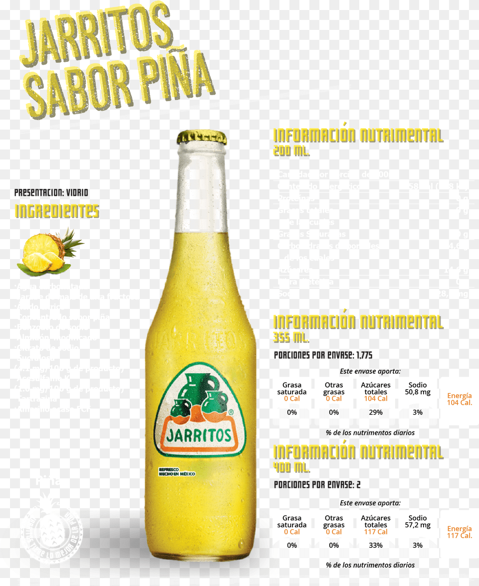 Jarritos Pineapple Product Of Mexico, Alcohol, Beer, Beverage, Bottle Free Transparent Png
