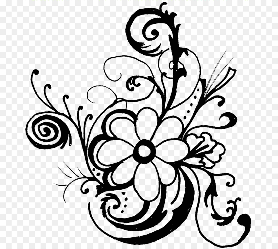 Jasmine Clipart Flowersblack Flowers Clip Art Black And White Border, Floral Design, Graphics, Pattern Free Png