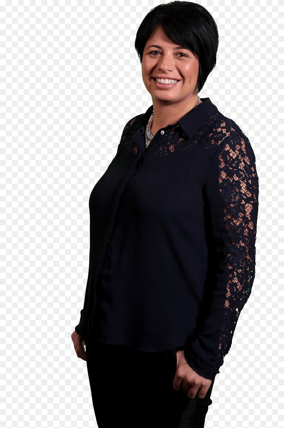 Jasmine Murphy Standing, Adult, Smile, Sleeve, Person Free Transparent Png