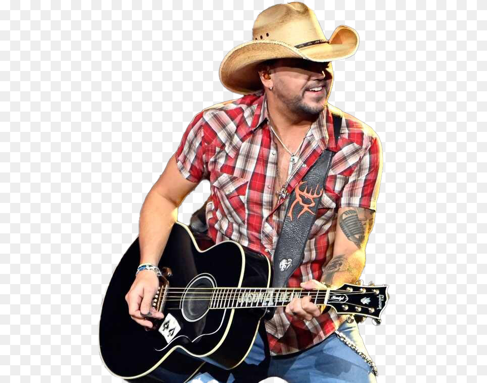 Jason Aldean Image E News Jason Aldean, Clothing, Guitar, Hat, Musical Instrument Free Png