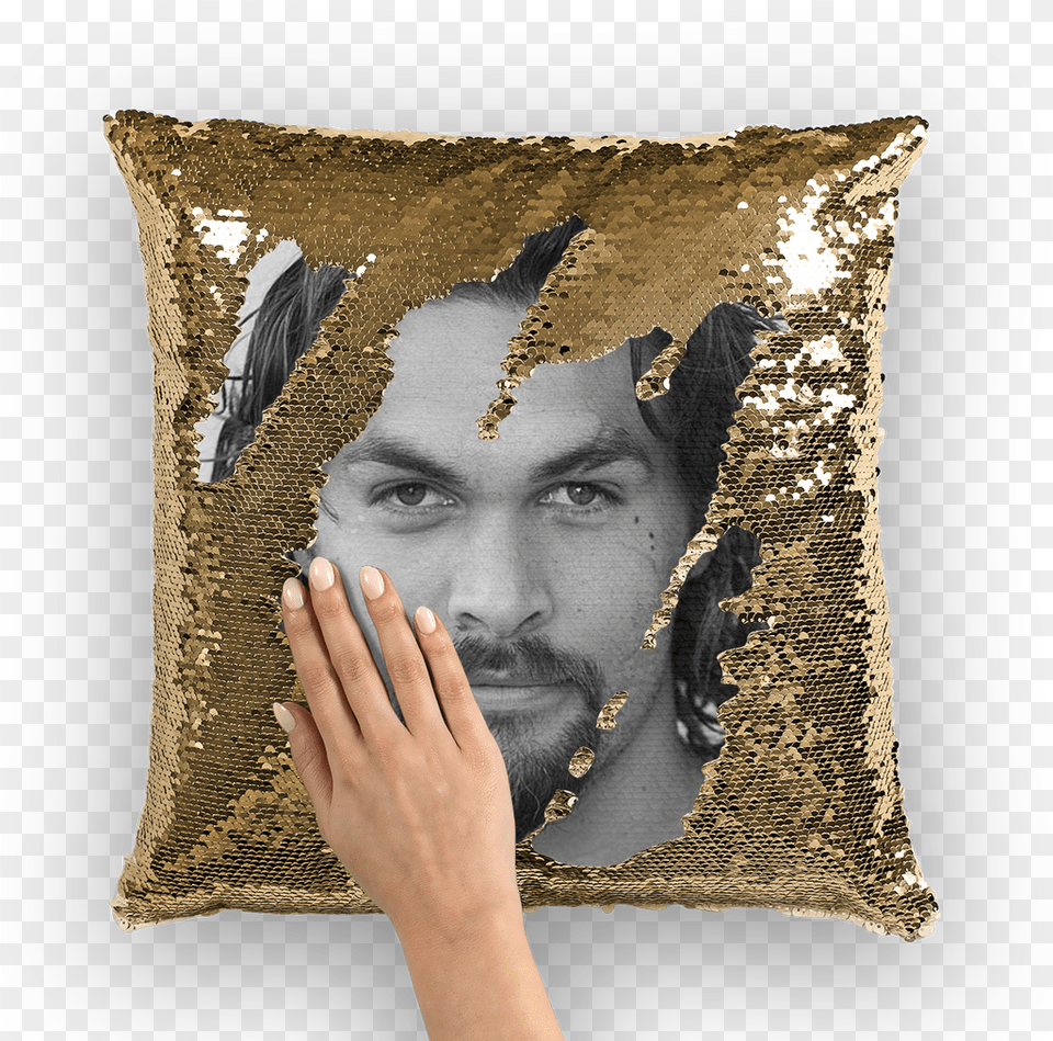 Jason Momoa Sequin Cushion Cover Nicolas Cage Sequin Pillow, Home Decor, Head, Face, Person Png Image