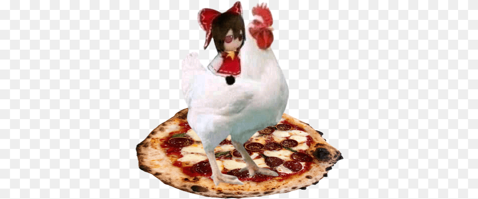 Javi Reimu On A Chicken, Food, Pizza, Animal, Bird Free Transparent Png