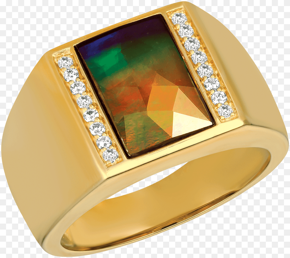 Jay 14k Yellow Gold Diamond Ring By Korite Ammolite, Accessories, Gemstone, Jewelry, Ornament Free Png Download