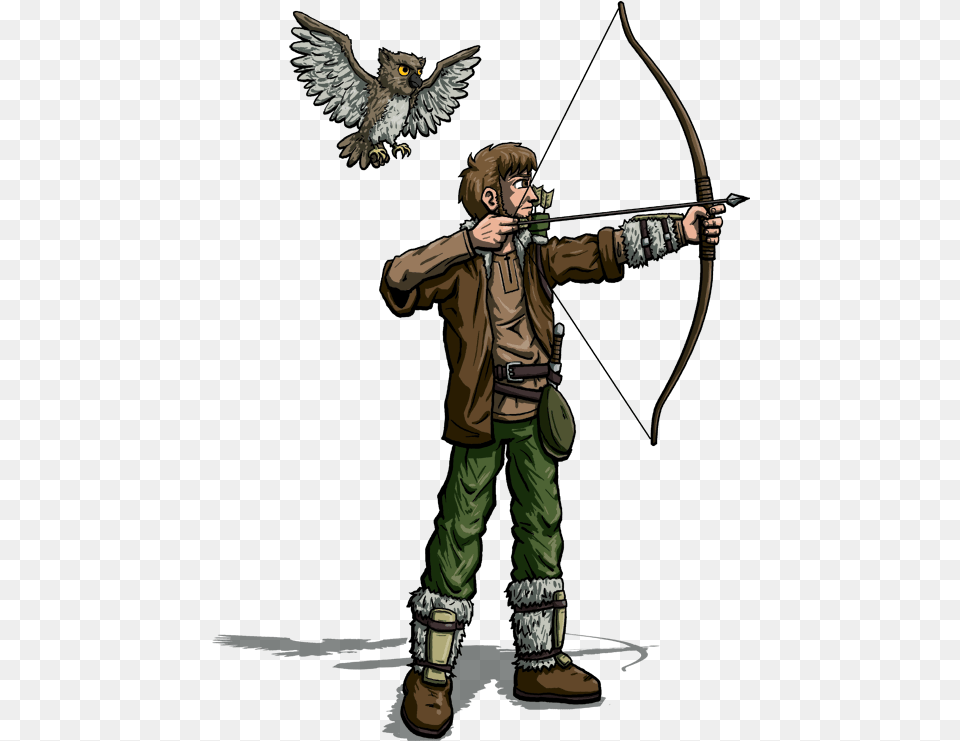 Jay As Dampd Ranger With Owl Companion, Weapon, Person, Archer, Archery Png