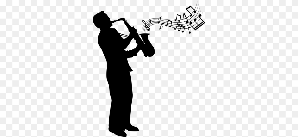 Jazz Age Man Playing Saxophone Silhouette, Outdoors Free Png