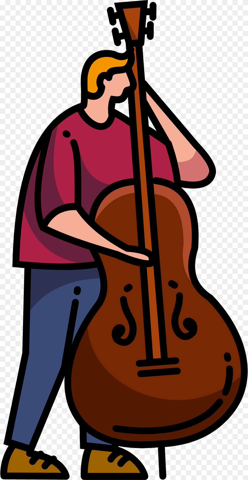 Jazz Musician Clipart, Cello, Musical Instrument, Person, Face Free Png