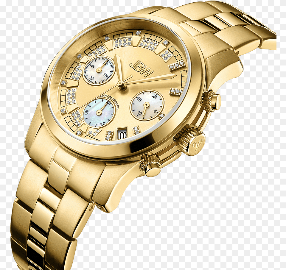 Jbw Alessandra Jb 6217 E Gold Gold Diamond Watch Angle Analog Watch, Arm, Body Part, Person, Wristwatch Png Image