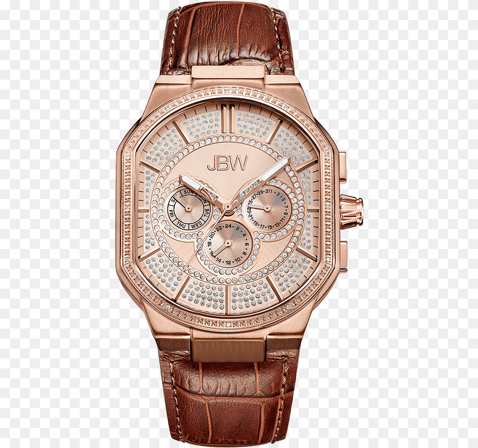 Jbw Orion J6342c Rosegold Brown Leather Diamond Watch Jbw Orion, Arm, Body Part, Person, Wristwatch Free Png Download