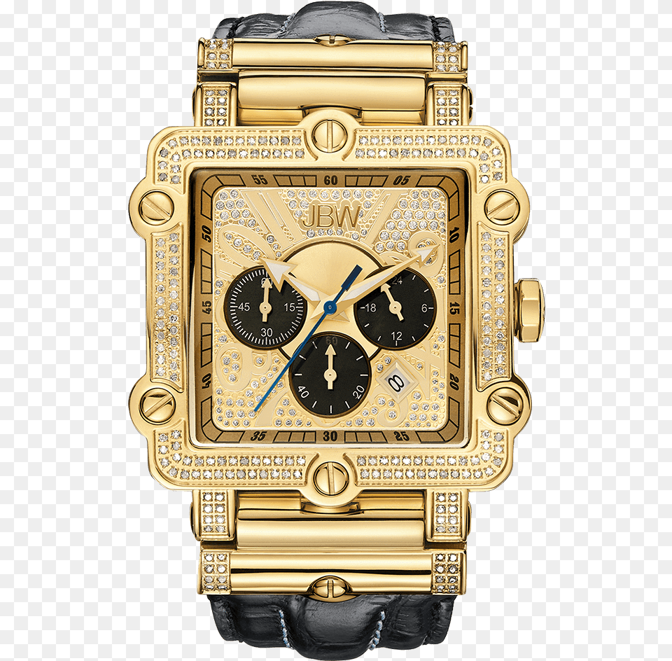 Jbw Phantom Jb 6215 238 G Gold Black Leather Diamond Jbw Watch Fhantom, Arm, Body Part, Person, Wristwatch Free Transparent Png