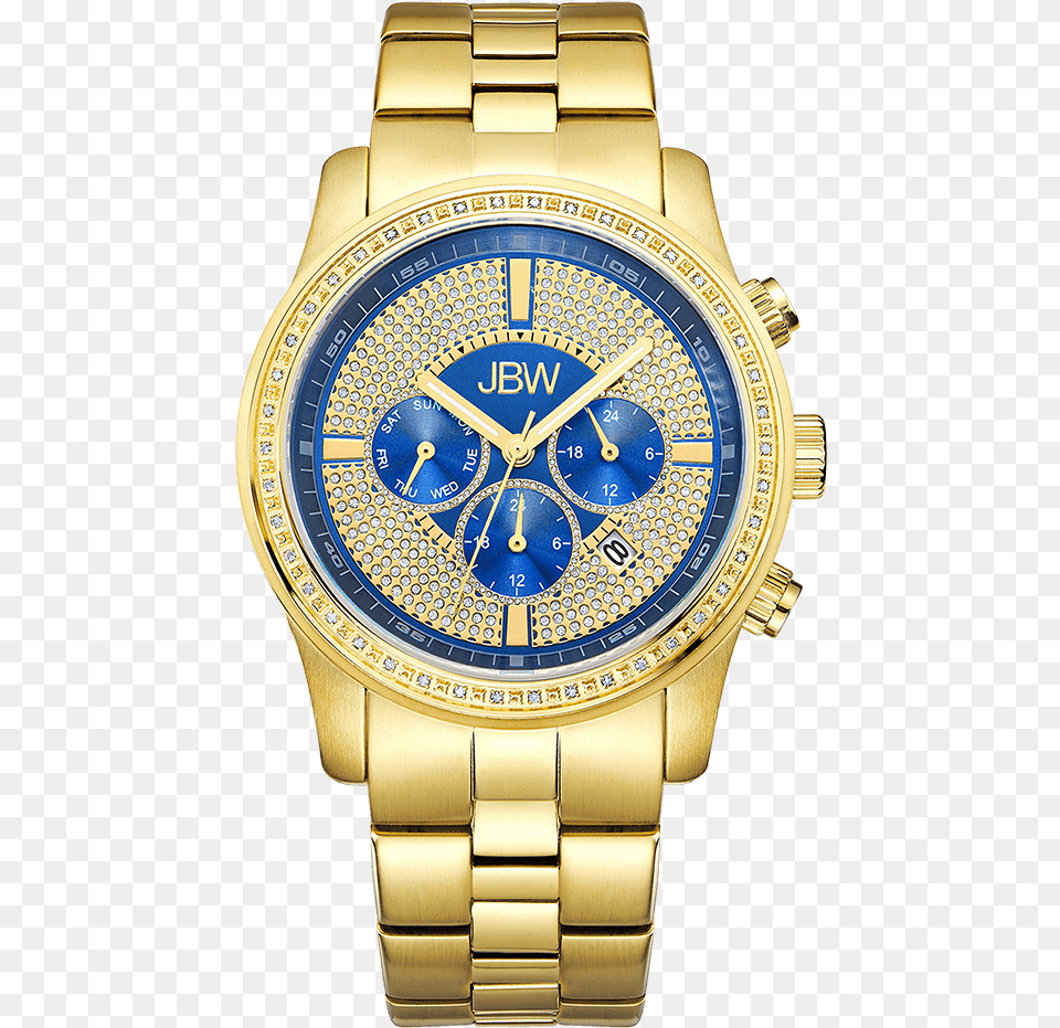 Jbw Vanquish J6337e Gold Gold Diamond Watch Front, Arm, Body Part, Person, Wristwatch Free Png