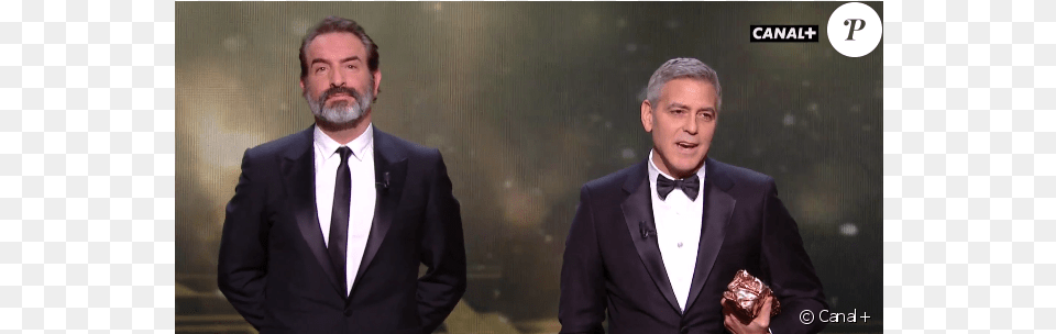 Jean Dujardin Et George Clooney Pendant Les Csar Suit, Accessories, Formal Wear, Coat, Clothing Png