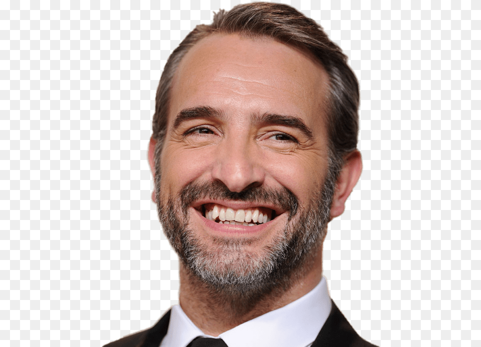 Jean Dujardin Laughing Jean Dujardin, Happy, Adult, Beard, Smile Png Image