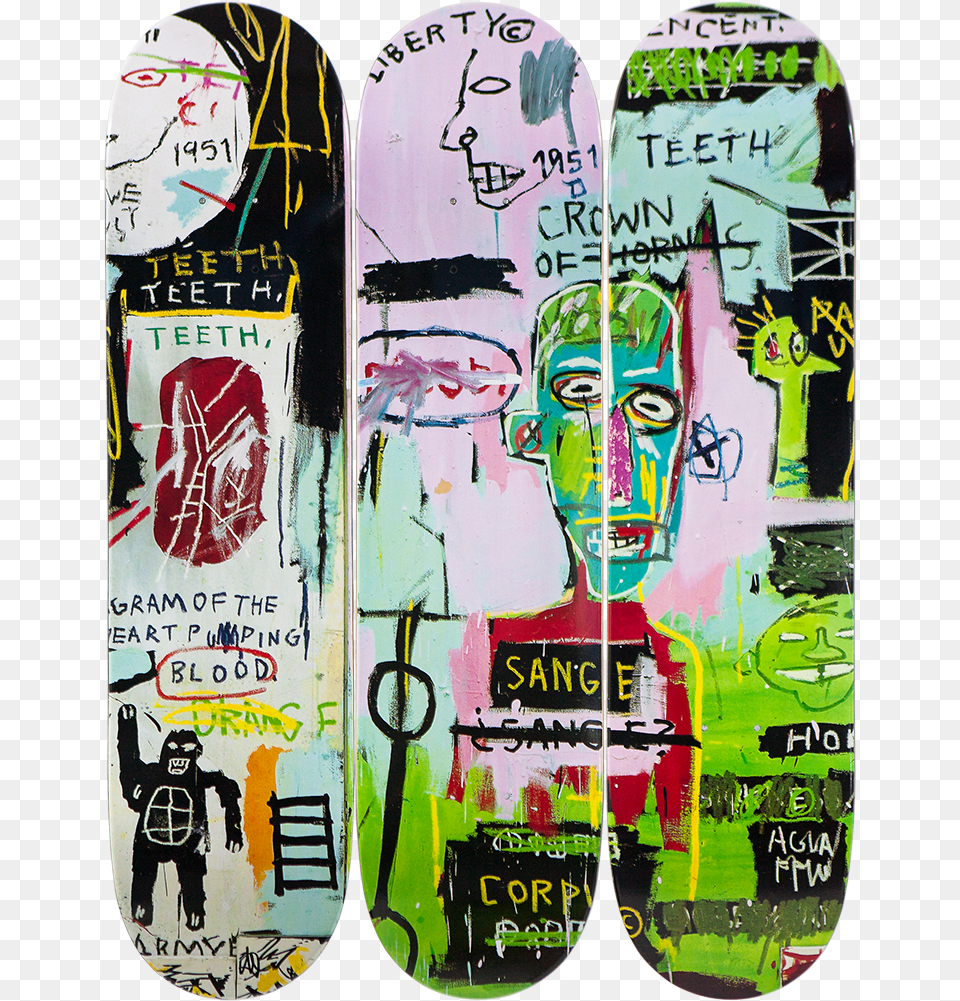 Jean Michel Basquiat In Italian Jean Michel Basquiat Skateboard Art, Adult, Collage, Male, Man Png