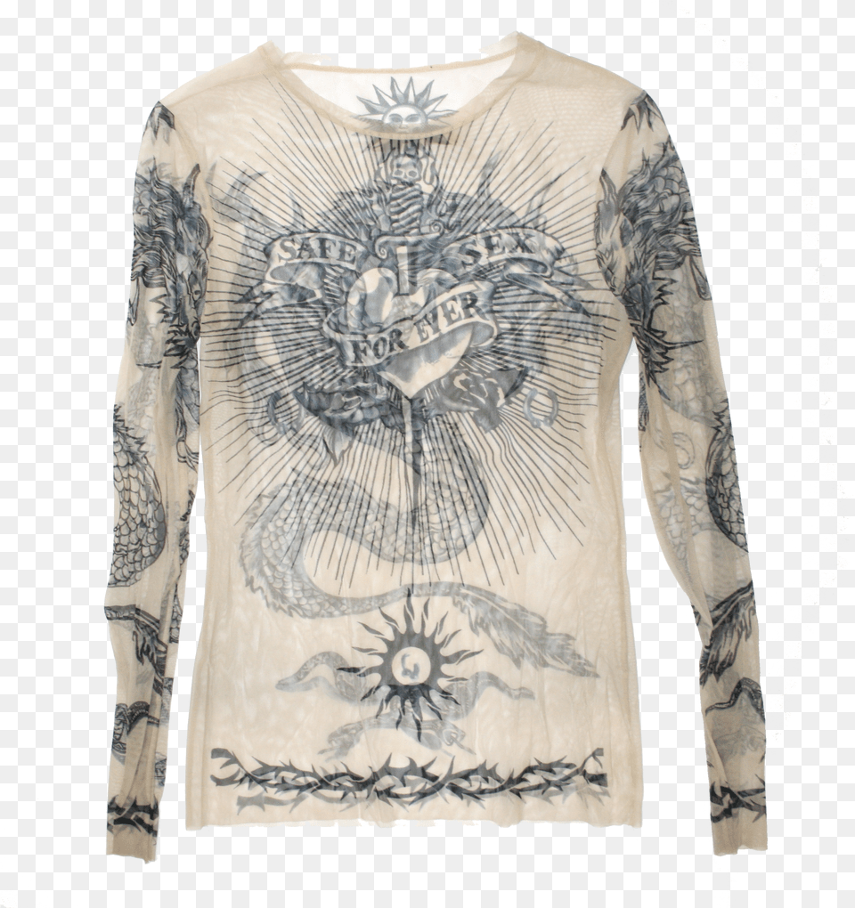 Jean Paul Gaultier Mesh Longsleeve Top Tattoo 90s Rare Jean Paul Gaultier Tattoo Shirt Free Transparent Png