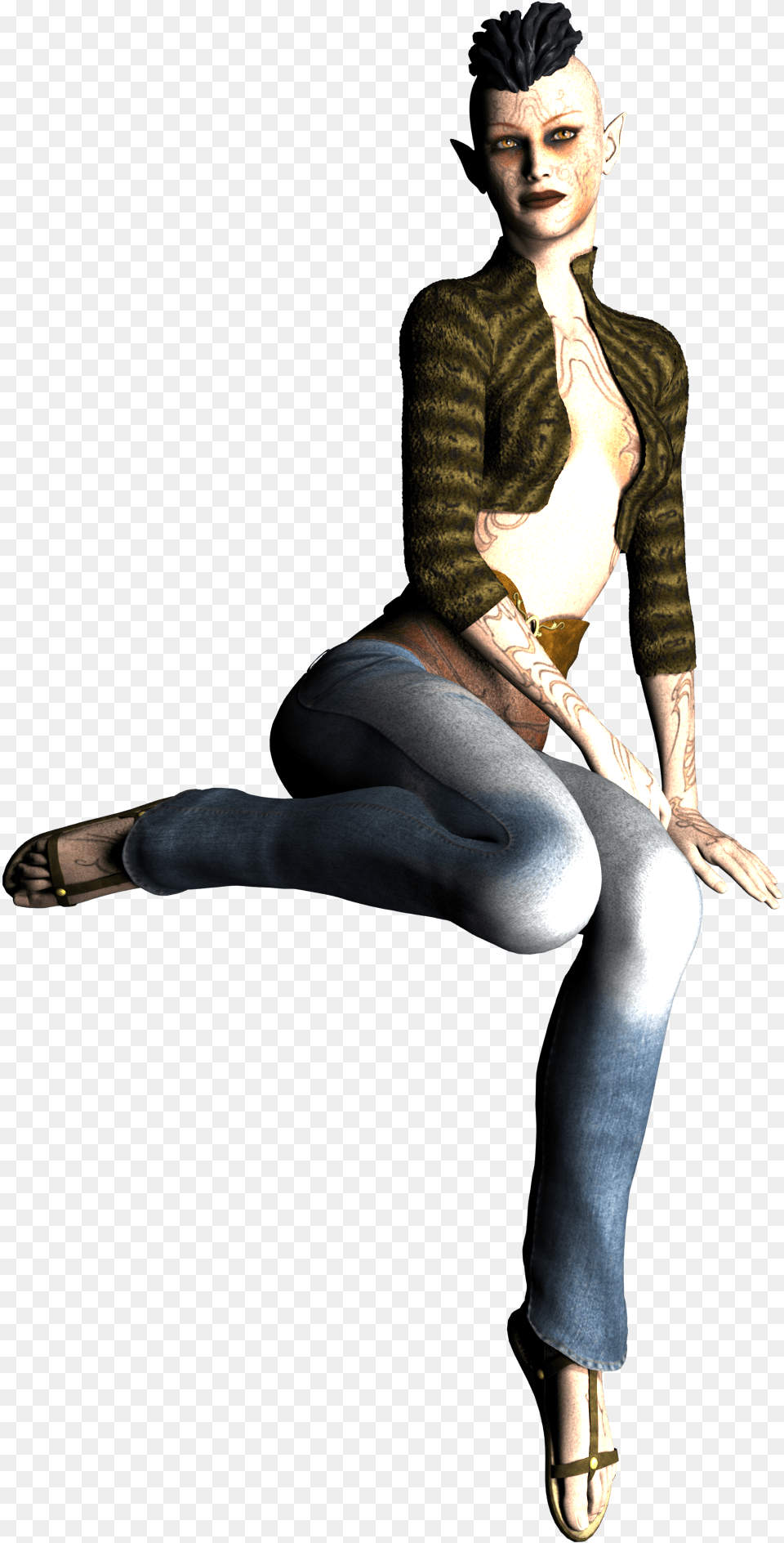 Jeans Hair Model Render Woman Woman, Sleeve, Clothing, Pants, Long Sleeve Free Png