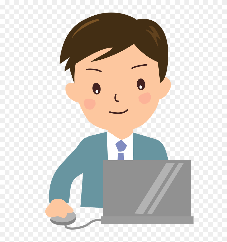 Jed Businessman Is Working On His Laptop Computer Clipart, Electronics, Pc, Person, Baby Png