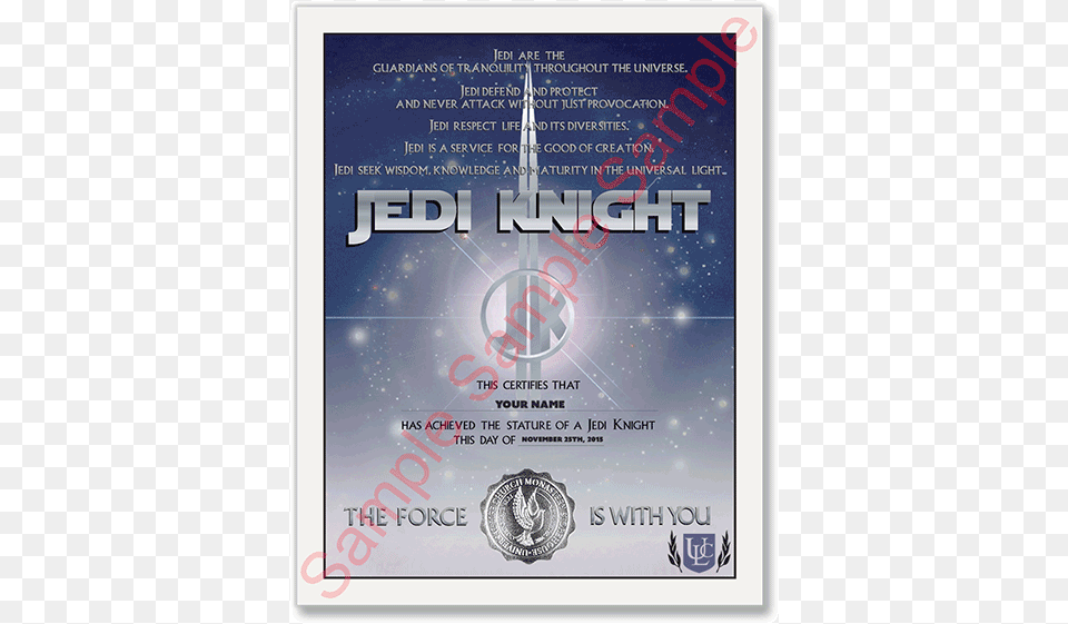 Jedi Knight Credential Jedi Knight Certificate, Advertisement, Poster, Text Png