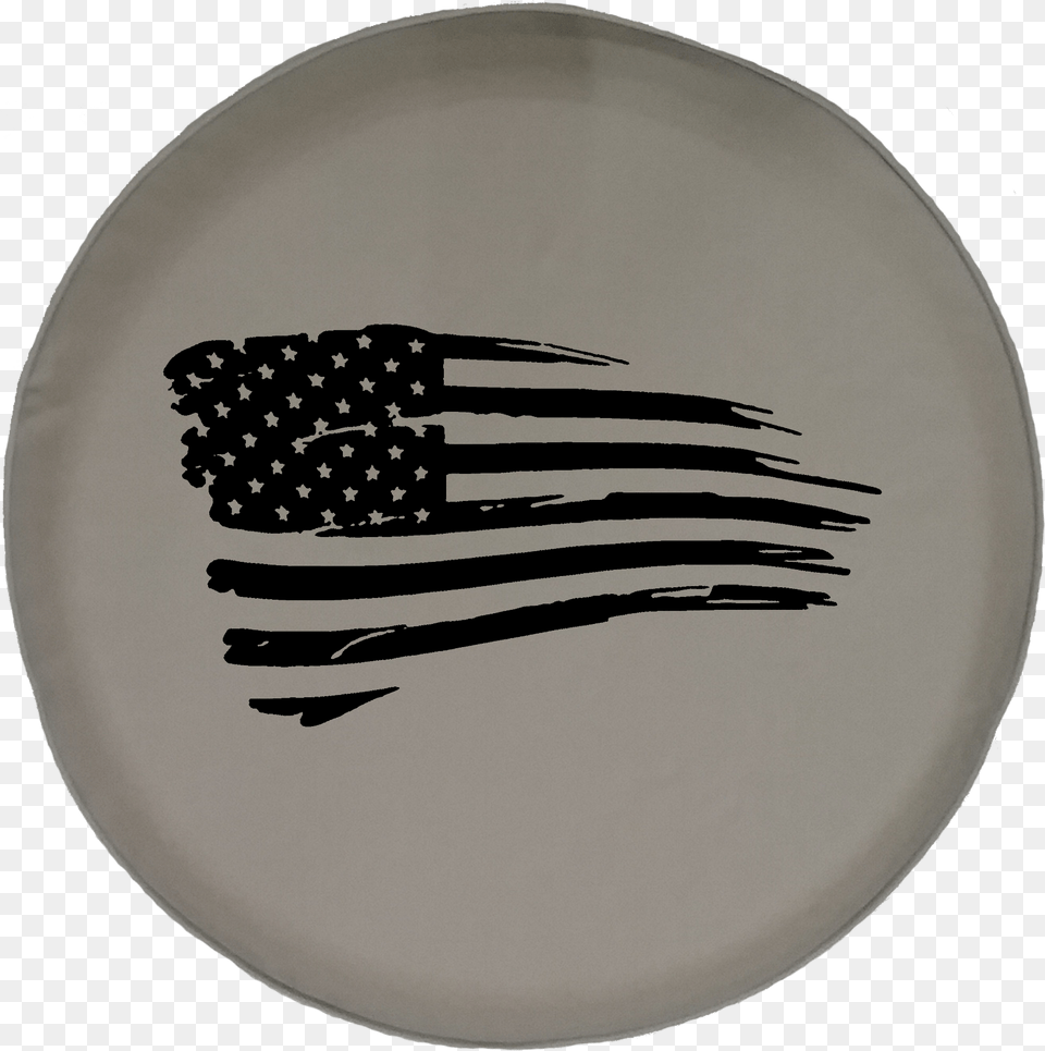Jeep Liberty Tire Cover With Waving American Flag Tattered American Flag Tattoo Black And White, Cutlery, Dish, Food, Fork Free Transparent Png