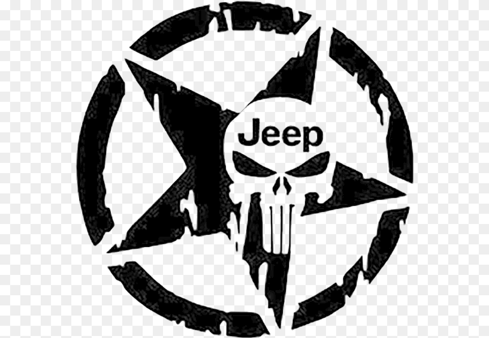 Jeep Punisher Star Decal Punisher Skull Decal The Jeep Star W Punisher Skull Premium Decal 5 Inch Whtie, Symbol, Emblem, Person Png Image