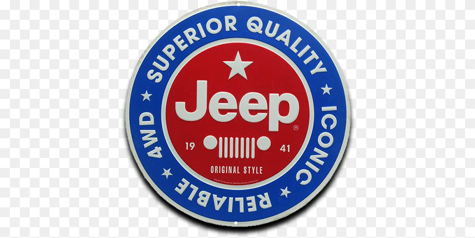 Jeep Round Embossed Tin Sign 12 W X H 0125 D Emblem, Badge, Logo, Symbol, Road Sign Free Png Download